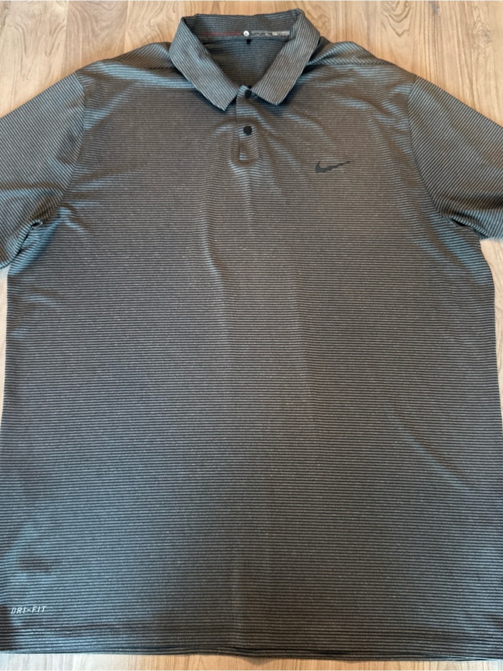 Nike Tiger Woods Men's Gray and Black Striped Polo - golf polo - DRI-FIT